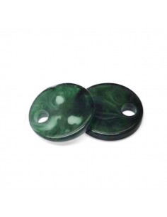 Coppia Charms in resina tondi verde scuro melange...