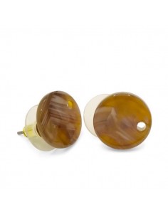 Orecchino a perno in resina caramello melange 15 mm, una...