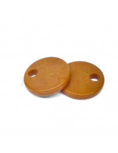 Coppia Charms in resina tondi caramello 18x3,8mm, una coppia