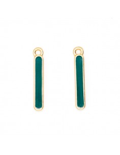 Charm dorato con smaltatura verde pino su due lati 20x2,8...