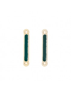 Charm connettore dorato con smaltatura verde pino su due...
