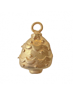 Charm dorato satinato bombato Albero di Natale 32x21 mm, x 1