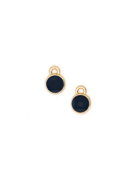 Charm dorato con smaltatura su entrambi i lati blu scuro 8x6mm, x 1