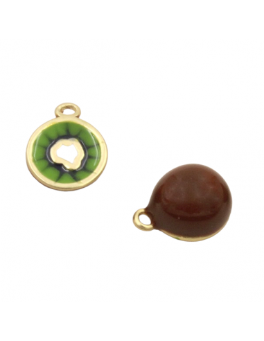Charm in ottone dorato smaltato verde piccolo...