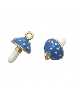 Charm in ottone dorato smaltato funghetto in 3D con...