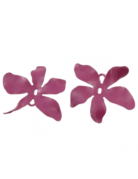 Grande Charm fiore smaltato magenta a 5 petali 55mm, x 1