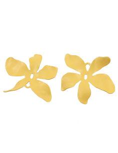 Grande Charm fiore smaltato senape a 5 petali 55mm, x 1