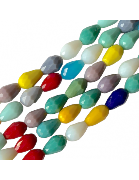 Filo composto da 25 gocce di cristallo colori mix 15x10mm