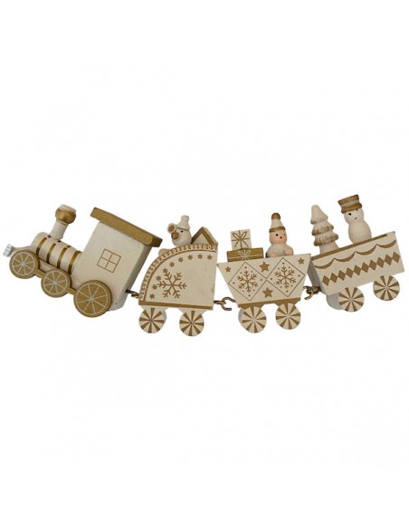 Trenino Natalizio in legno dipinto di bianco 21x5,5 cm, x 1