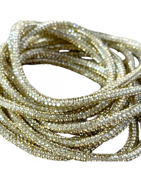 Cordonino tubolare con base dorata tempestato da micro cristallini, 20 cm