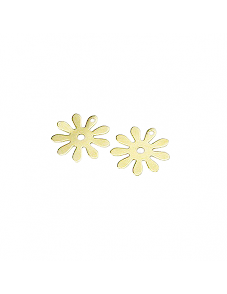 Charm dorato in ottone grezzo piccolo fiorellino con foro su un petalo 12mm, x 2