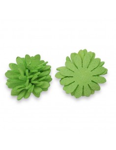 Fiore in 3D in finta pelle scamosciata verde  24 mm, x 1