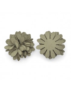 Fiore in 3D in finta pelle scamosciata beige  24 mm, x 1