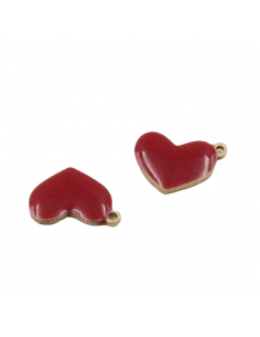 Charm cuore smaltato rosso con anellino su entrambi i...