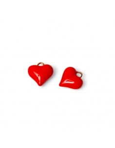 Charm cuore bombato arancio rosso  su entrambi i lati 12...