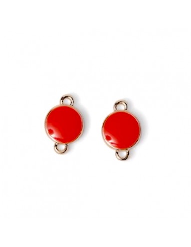 Charm tondo connettore dorato con smaltatura su...