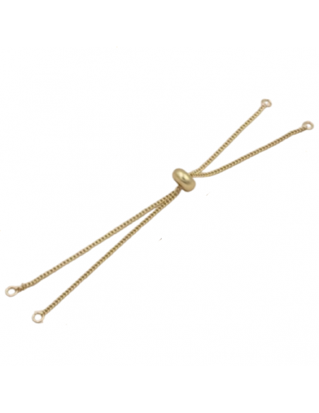 Bracciale costituito da due catene sottili da 10 cm , perla stopper e anellini alle quattro estremità