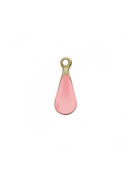 Piccolo charm goccia smaltata su entrambi i lati rosa chiaro 10x4 mm, x 1