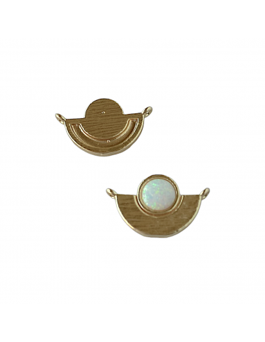 Charm connettore mezzaluna dorato con mezza...