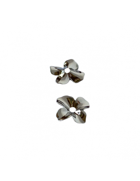 Charm fiore a quattro petali argento lucido 13x14 mm, x 1