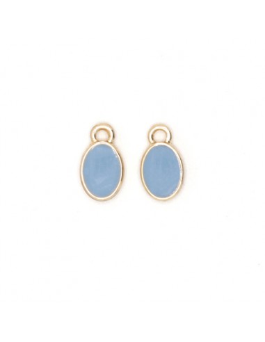 Charm dorato ovale con smaltatura da entrambi i...