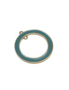 Charm tondo connettore dorato con smaltatura solo su da...