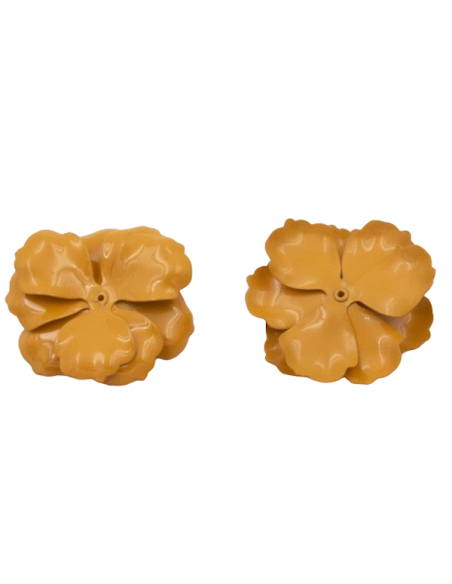 Charm  fiore in 3D con 3 strati di petali smaltati arancio zucca 40 mm, x 1