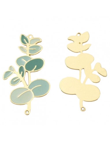 Charm connettore ramo con foglie azzurro...