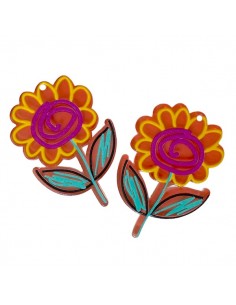 Coppia Charms in acrilico semitrasparente girasole 40x28mm