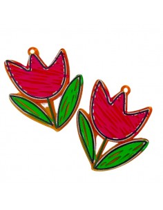 Coppia Charms in acrilico semitrasparente tulipano rosso...