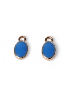 Charm dorato ovale con smaltatura da entrambi i lati blu...