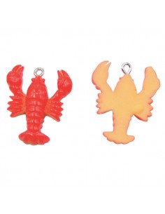 Charm in resina aragosta arancione circa 29x23 mm, x 1