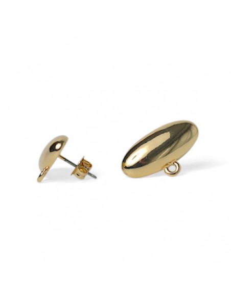 Orecchino dorato lucido ovale 12x20mm, una coppia