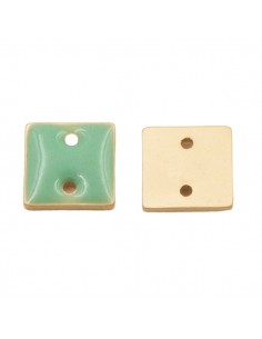 Charm piccola placchetta connettore quadrata dorata...
