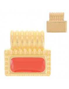 Charm rettangolare con smaltatura centrale arancio...