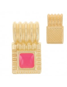 Charm rettangolare con smaltatura centrale corallo fluo...