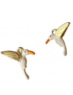 Charm in 3D colibri color avorio 15x17 mm, x 1