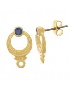 Orecchini a perno dorati smaltatura bluette 17x11 mm, una...