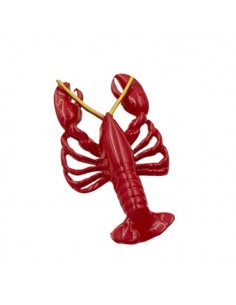 Grande Charm smaltato rosso Aragosta 30x15x5mm, x 1