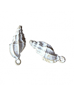 Orecchino a chiodo dorato satinato con patinatura bianco...