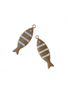 Charm pesce acciuga in ottone smaltato visone a righe...