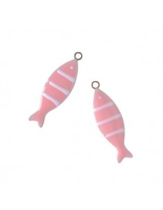 Charm pesce acciuga in ottone smaltato rosa a righe...