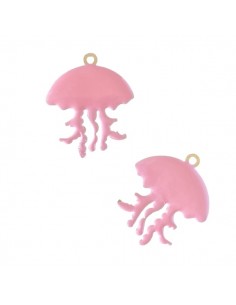 Medusa smaltata rosa su entrambi i lati 24x19 mm, x 1