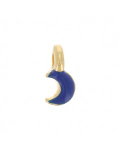 Micro Charm dorato con luna smaltata blu 7x3 mm, x 1