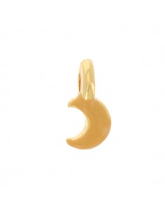 Micro Charm dorato con luna smaltata ocra 7x3 mm, x 1