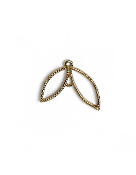 Charm Connettore dorato foglia 20x25  mm, x 1