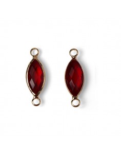 Charm dorato connettore on vetro sfaccettato elisse rosso...