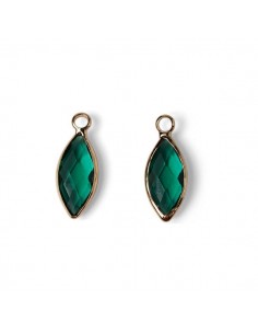 Charm dorato con vetro sfaccettato elisse verde smeraldo...