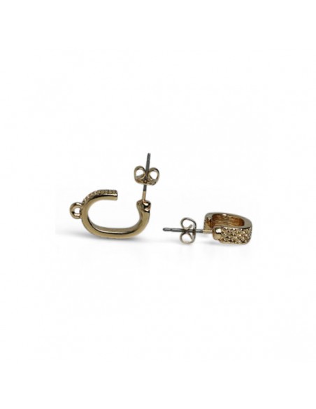 Orecchino dorato cerchio aperto piatto fantsasia con anellino 15x4 mm, una coppia