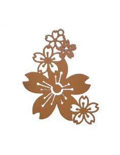 Charm ramo con fiori filigrana piatta smaltata ocra 38x26...